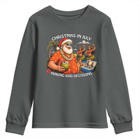 Funny Christmas in July Making Bad Decisions Youth Sweatshirt Tropical Santa Hawaiian Summer Holiday Party
