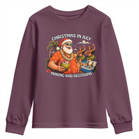 Funny Christmas in July Making Bad Decisions Youth Sweatshirt Tropical Santa Hawaiian Summer Holiday Party