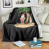 Funny Christmas In July Beach Throw Blanket Mankini Santa Summer Swimsuit Summer Holiday Vacation Graphic