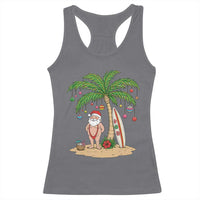 Funny Christmas In July Beach Racerback Tank Top Mankini Santa Summer Swimsuit Summer Holiday Vacation Graphic