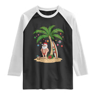Funny Christmas In July Beach Raglan Shirt Mankini Santa Summer Swimsuit Summer Holiday Vacation Graphic