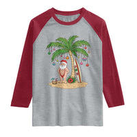 Funny Christmas In July Beach Raglan Shirt Mankini Santa Summer Swimsuit Summer Holiday Vacation Graphic