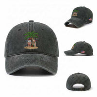 Funny Christmas In July Beach Washed Cotton Baseball Cap Mankini Santa Summer Swimsuit Summer Holiday Vacation Graphic