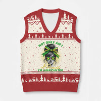 Jamaican Girl V-Neck Knit Sweater Vest Messy Bun Not Only Am I A Princess Im Jamaican Too - Wonder Print Shop
