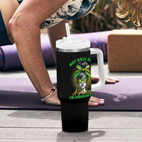 Jamaican Girl Tumbler With Handle Messy Bun Not Only Am I A Princess Im Jamaican Too - Wonder Print Shop