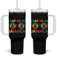 Leaf Me In Jamaica Tumbler With Handle Funny Weed Stoner Marijuana Jamaican Rasta Reggae - Wonder Print Shop