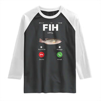 Fih Calling Remind me Message Decline Accept Raglan Shirt Phone Call Fish - Wonder Print Shop