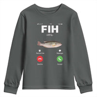 Fih Calling Remind me Message Decline Accept Youth Sweatshirt Phone Call Fish - Wonder Print Shop