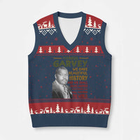 Marcus Garvey Quote V-Neck Knit Sweater Vest Black History Month - Wonder Print Shop