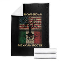 American Grown Mexican Roots Throw Blanket Retro Mexico America Flag