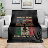 American Grown Mexican Roots Throw Blanket Retro Mexico America Flag