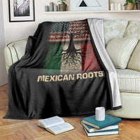 American Grown Mexican Roots Throw Blanket Retro Mexico America Flag