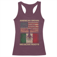 American Grown Mexican Roots Racerback Tank Top Retro Mexico America Flag