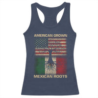 American Grown Mexican Roots Racerback Tank Top Retro Mexico America Flag