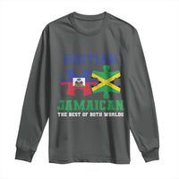 Haitian Jamaican Roots Long Sleeve Shirt Haiti Jamaica Combo Puzzle - Wonder Print Shop