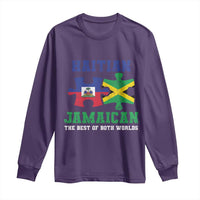 Haitian Jamaican Roots Long Sleeve Shirt Haiti Jamaica Combo Puzzle - Wonder Print Shop