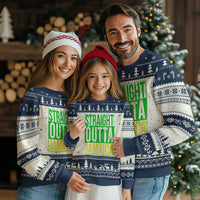 Straight Outta Jamaica Ugly Christmas Sweater Cool Jamaican Travel Vacation - Wonder Print Shop