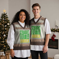 Straight Outta Jamaica V-Neck Knit Sweater Vest Cool Jamaican Travel Vacation - Wonder Print Shop