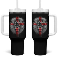 Lion of Judah Cross Trinidadian Flag Tumbler With Handle Christian Faith Trini Trinidad And Tobago Pride