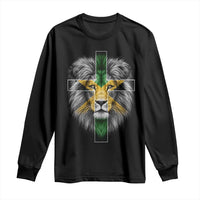 Lion of Judah Cross Jamaica Flag Long Sleeve Shirt Christian Faith Jamaican Pride