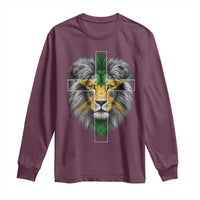 Lion of Judah Cross Jamaica Flag Long Sleeve Shirt Christian Faith Jamaican Pride