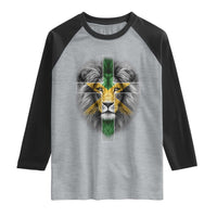 Lion of Judah Cross Jamaica Flag Raglan Shirt Christian Faith Jamaican Pride
