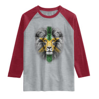 Lion of Judah Cross Jamaica Flag Raglan Shirt Christian Faith Jamaican Pride