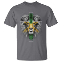 Lion of Judah Cross Jamaica Flag T Shirt Christian Faith Jamaican Pride