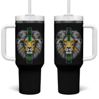 Lion of Judah Cross Jamaica Flag Tumbler With Handle Christian Faith Jamaican Pride