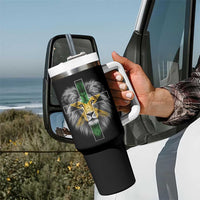Lion of Judah Cross Jamaica Flag Tumbler With Handle Christian Faith Jamaican Pride