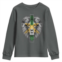 Lion of Judah Cross Jamaica Flag Youth Sweatshirt Christian Faith Jamaican Pride