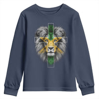 Lion of Judah Cross Jamaica Flag Youth Sweatshirt Christian Faith Jamaican Pride