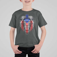 Lion of Judah Cross Puerto Rico Flag T Shirt For Kid Christian Faith Puerto Rican Pride
