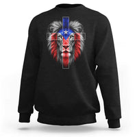 Lion of Judah Cross Puerto Rico Flag Sweatshirt Christian Faith Puerto Rican Pride