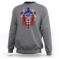 Lion of Judah Cross Puerto Rico Flag Sweatshirt Christian Faith Puerto Rican Pride