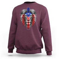Lion of Judah Cross Puerto Rico Flag Sweatshirt Christian Faith Puerto Rican Pride