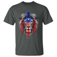 Lion of Judah Cross Puerto Rico Flag T Shirt Christian Faith Puerto Rican Pride