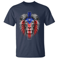 Lion of Judah Cross Puerto Rico Flag T Shirt Christian Faith Puerto Rican Pride