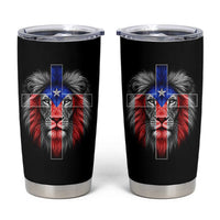 Lion of Judah Cross Puerto Rico Flag Tumbler Cup Christian Faith Puerto Rican Pride