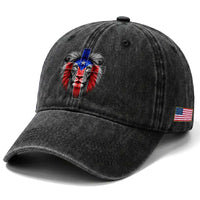 Lion of Judah Cross Puerto Rico Flag Washed Cotton Baseball Cap Christian Faith Puerto Rican Pride