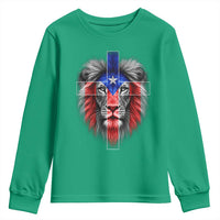 Lion of Judah Cross Puerto Rico Flag Youth Sweatshirt Christian Faith Puerto Rican Pride