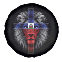 Lion of Judah Cross Haiti Flag Spare Tire Cover Christian Faith Haitian Pride