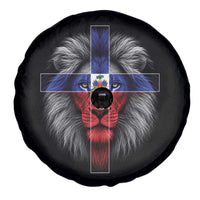 Lion of Judah Cross Haiti Flag Spare Tire Cover Christian Faith Haitian Pride
