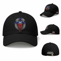 Lion of Judah Cross Haiti Flag Baseball Cap Christian Faith Haitian Pride