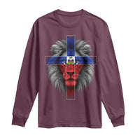 Lion of Judah Cross Haiti Flag Long Sleeve Shirt Christian Faith Haitian Pride