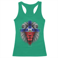 Lion of Judah Cross Haiti Flag Racerback Tank Top Christian Faith Haitian Pride