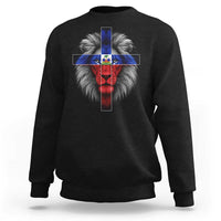 Lion of Judah Cross Haiti Flag Sweatshirt Christian Faith Haitian Pride