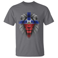 Lion of Judah Cross Haiti Flag T Shirt Christian Faith Haitian Pride