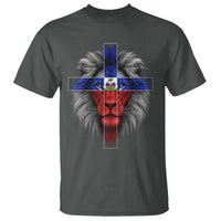 Lion of Judah Cross Haiti Flag T Shirt Christian Faith Haitian Pride