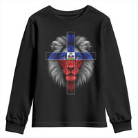 Lion of Judah Cross Haiti Flag Youth Sweatshirt Christian Faith Haitian Pride